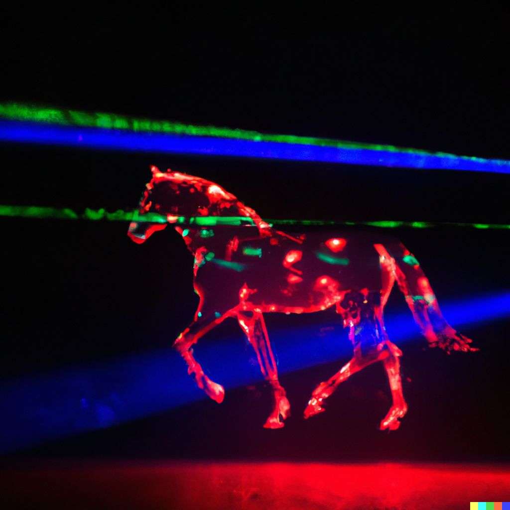 a horse, laser light show